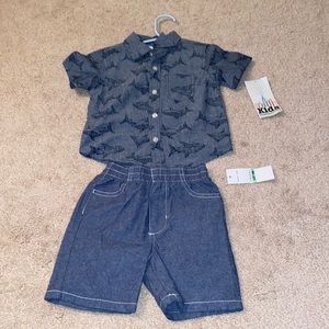 NTW BOYS BUTTON UP AND SHORTS SET sharks